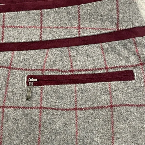 NWT Bob Timberlake Grey & Maroon Plaid Wool Blend Mini Skirt Clueless Vi… - Picture 4 of 12